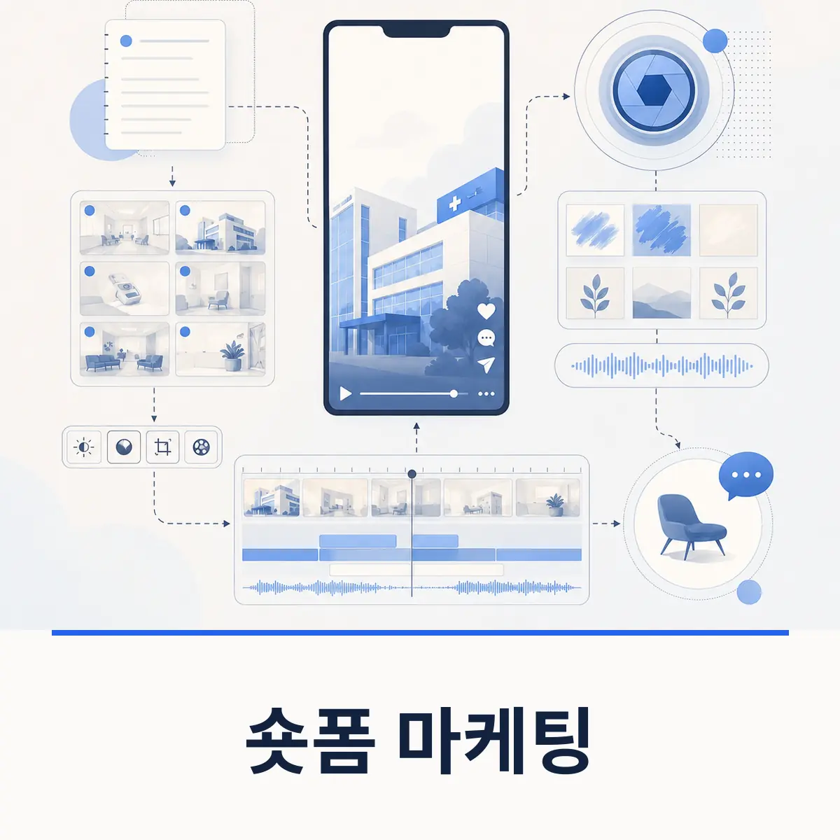 세로 영상 기획과 편집 흐름을 표현한 병원 숏폼 마케팅